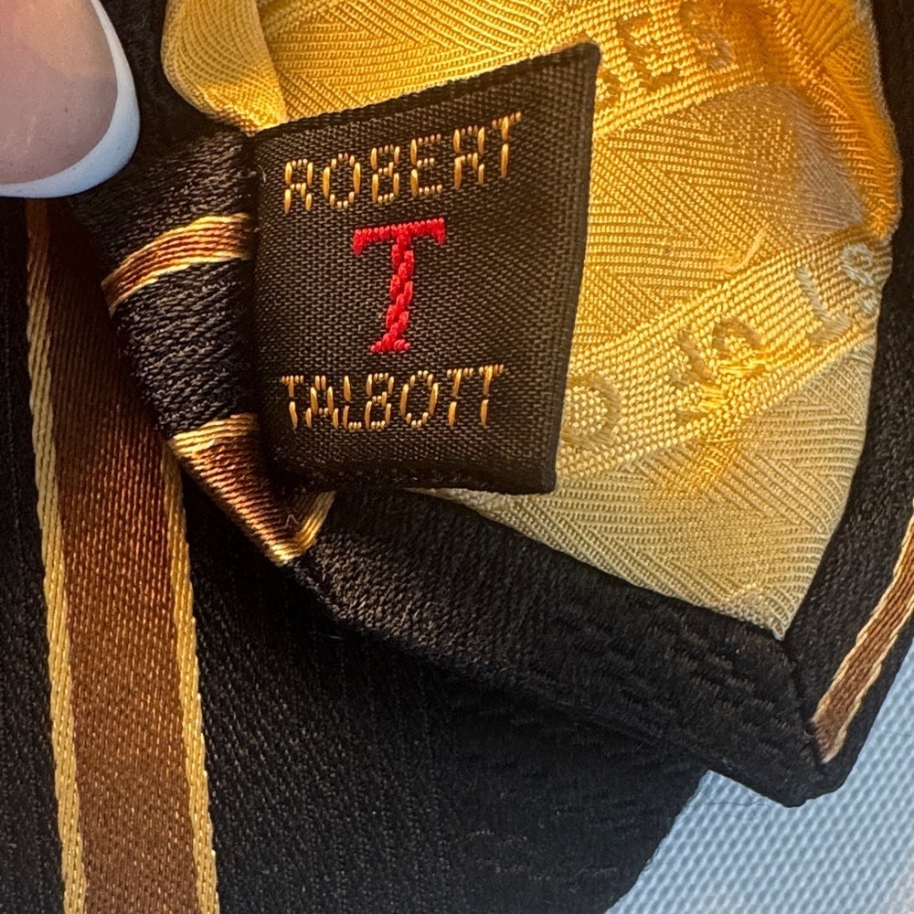 Robert Talbott Black and Gold Striped Silk Tie - Picture 5 of 7